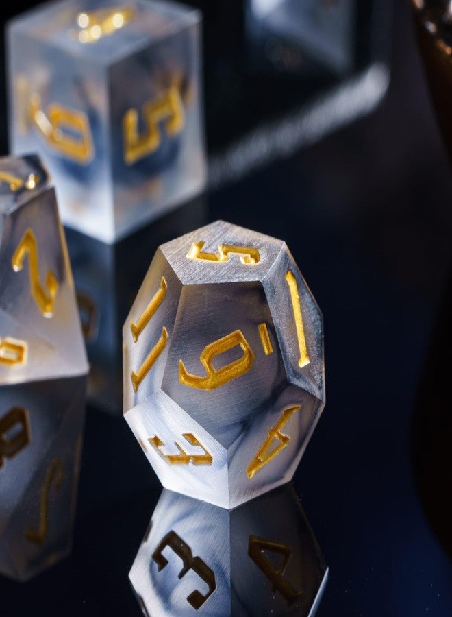 Cusdie Frosted Dice Sharp Edges DND Dice, 7 PCs D&D Dice, Handcrafted Polyhedral Dice Set, for Role Playing Game(Black) - Image 4